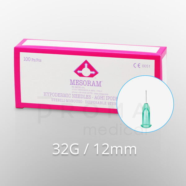 Mesoram Mikro-Injektionsnadeln, 32G / 12mm, 100Stk.