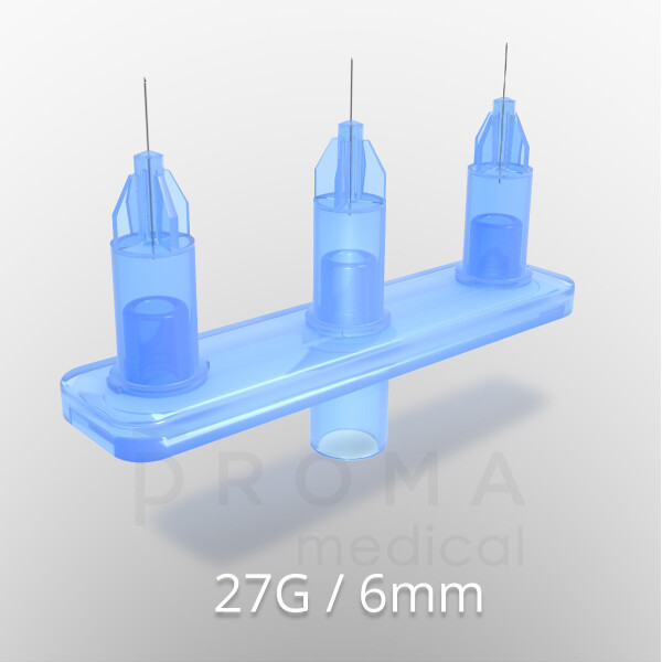 Mesoram Multi-Injektoren mit Mikro-Injektionsnadeln, Linear, 3-fach, 27G / 6mm, 36Stk.