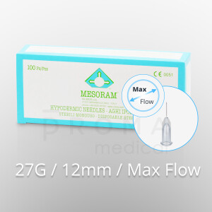 Mesoram Mikro-Injektionsnadeln, 27G / 12mm / größerer Innendurchmesser, 100Stk.