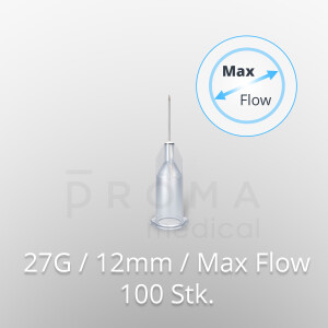 Mesoram Mikro-Injektionsnadeln, 27G / 12mm / größerer Innendurchmesser, 100Stk.