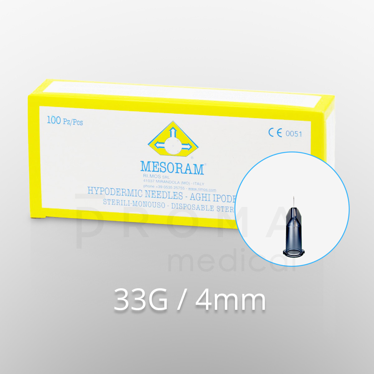 Mesoram Mikro-Injektionsnadeln, 33G / 4mm, 100Stk.