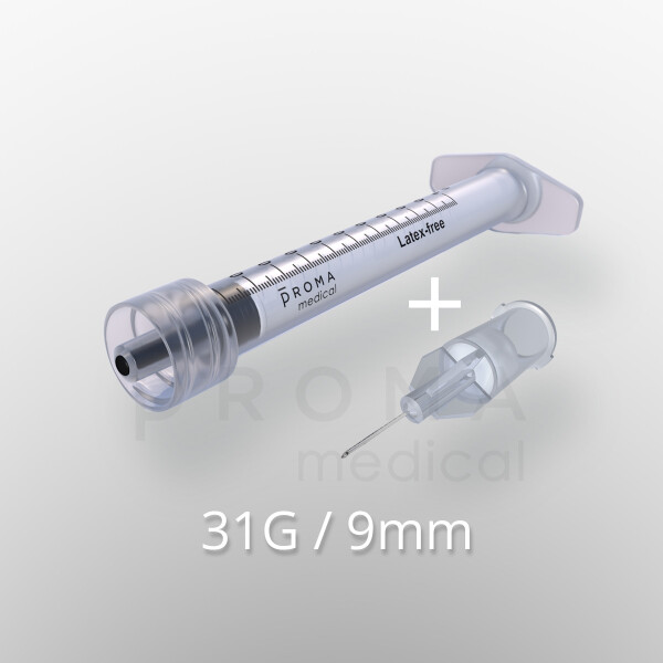 Proma inject LDS Injektionssystem, 31G, 9mm, 1 Kombi-Paket mit je 100 Stück