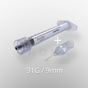 Proma inject LDS Injektionssystem, 31G, 9mm, 1 Kombi-Paket mit je 100 Stück