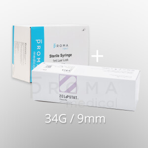 Proma inject LDS Injektionssystem, 34G, 9mm, 1 Kombi-Paket mit je 100 Stück