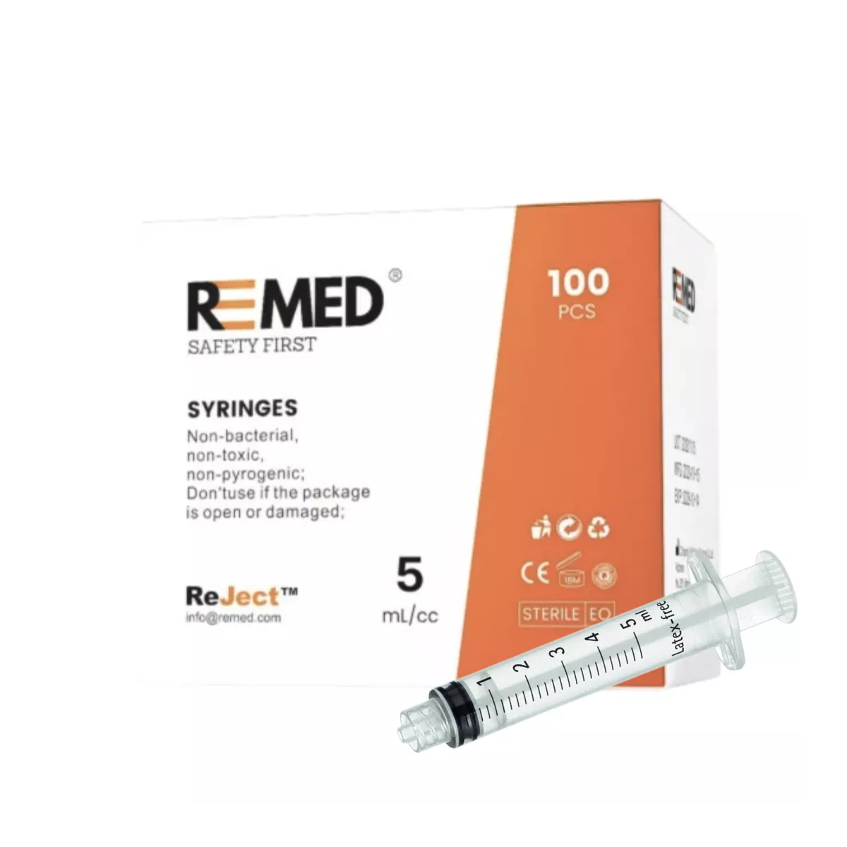 ReMed - Einmalspritzen, Luer Lock, 5ml, 100Stk.